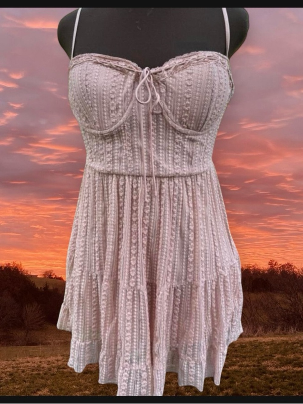 Rue21 blush pink lace corset mini dress-cottage core/y2k- Coquette